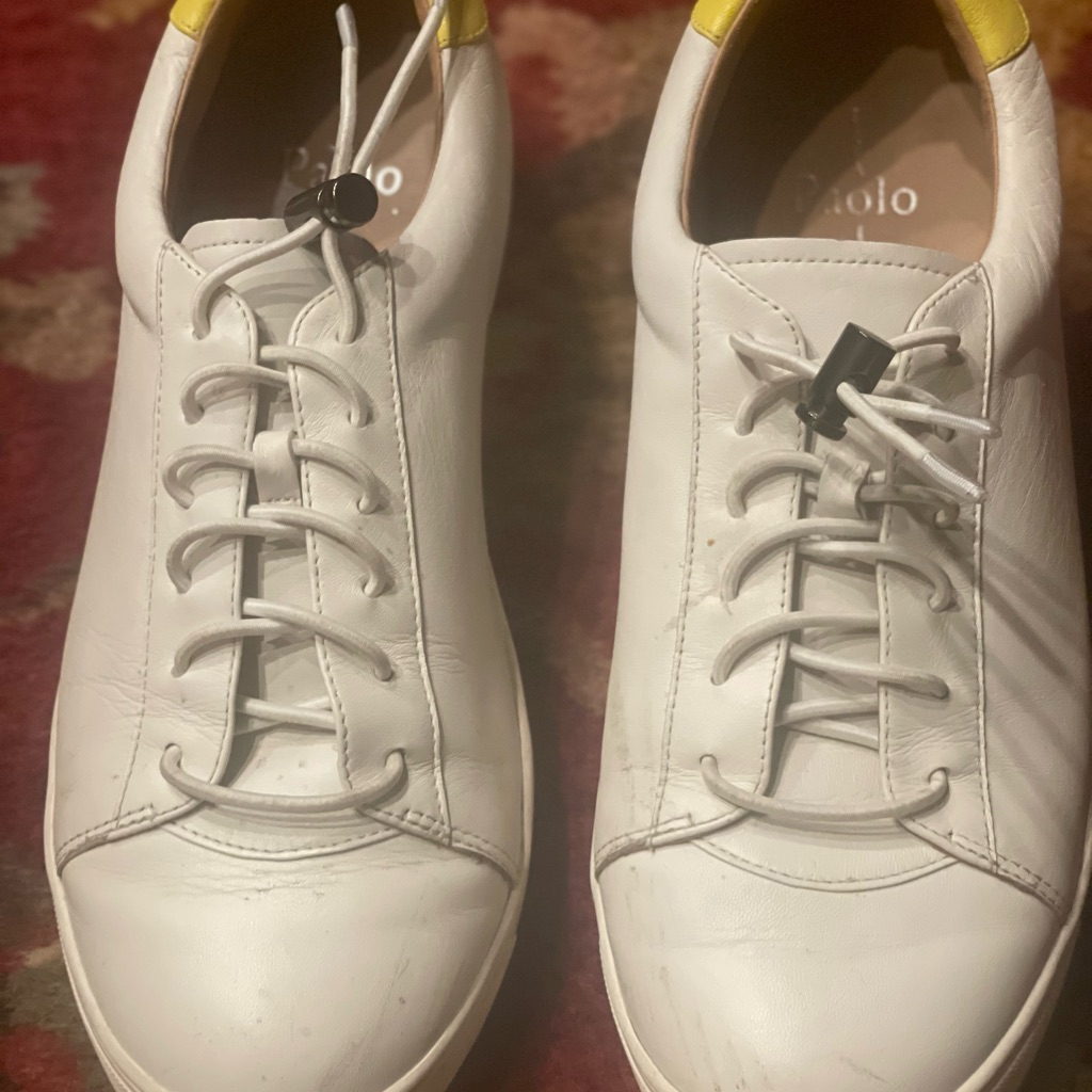 Paolo White And Yellow Leather Women's Sneakers